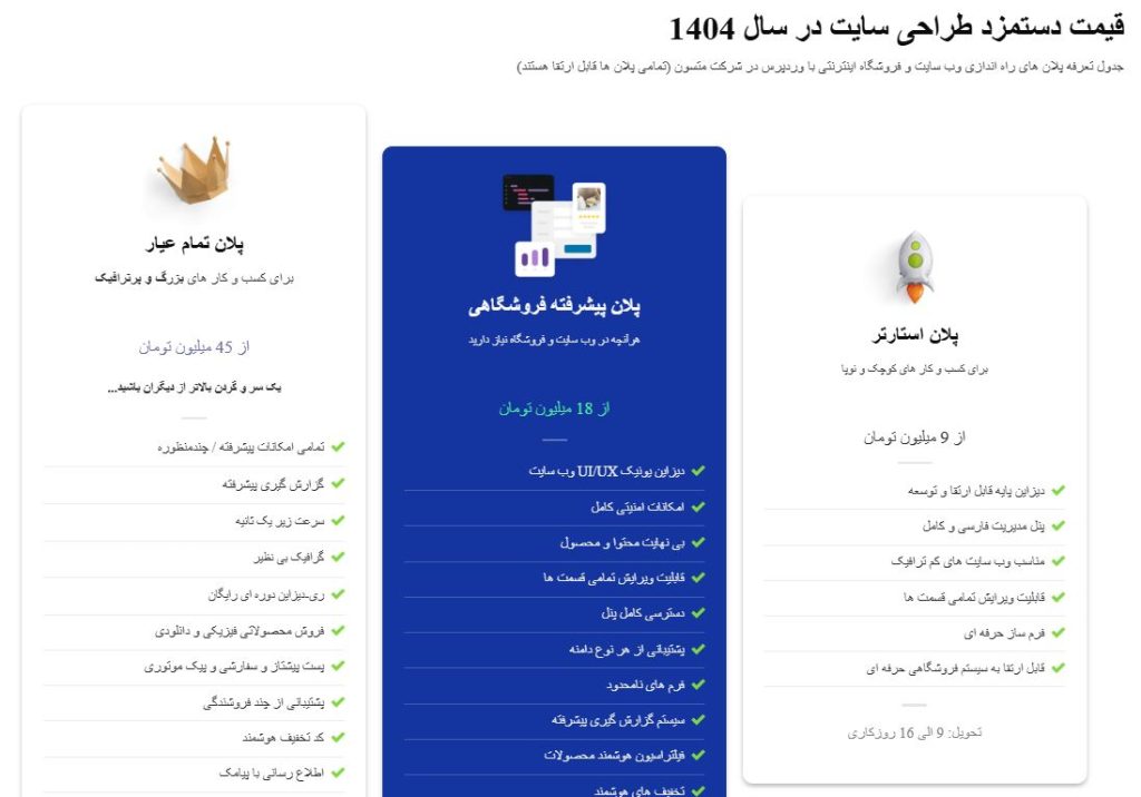 تعرفه طراحی سایت در سال جدید