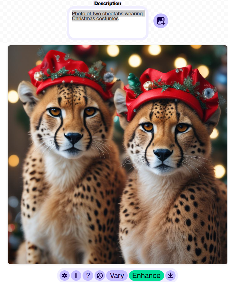 عکس  دوتا یوزپلنگ که لباس کریسمس پوشیدن  با هوش مصنوعی