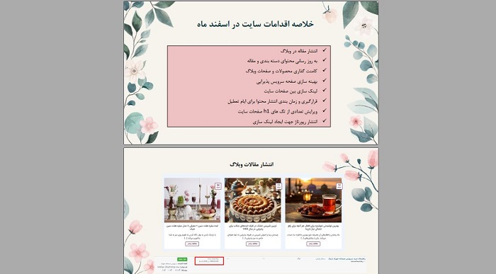 گزارش دهی ماهانه سایت ها