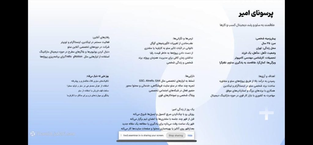 نمونه ی یک پرسونای کامل