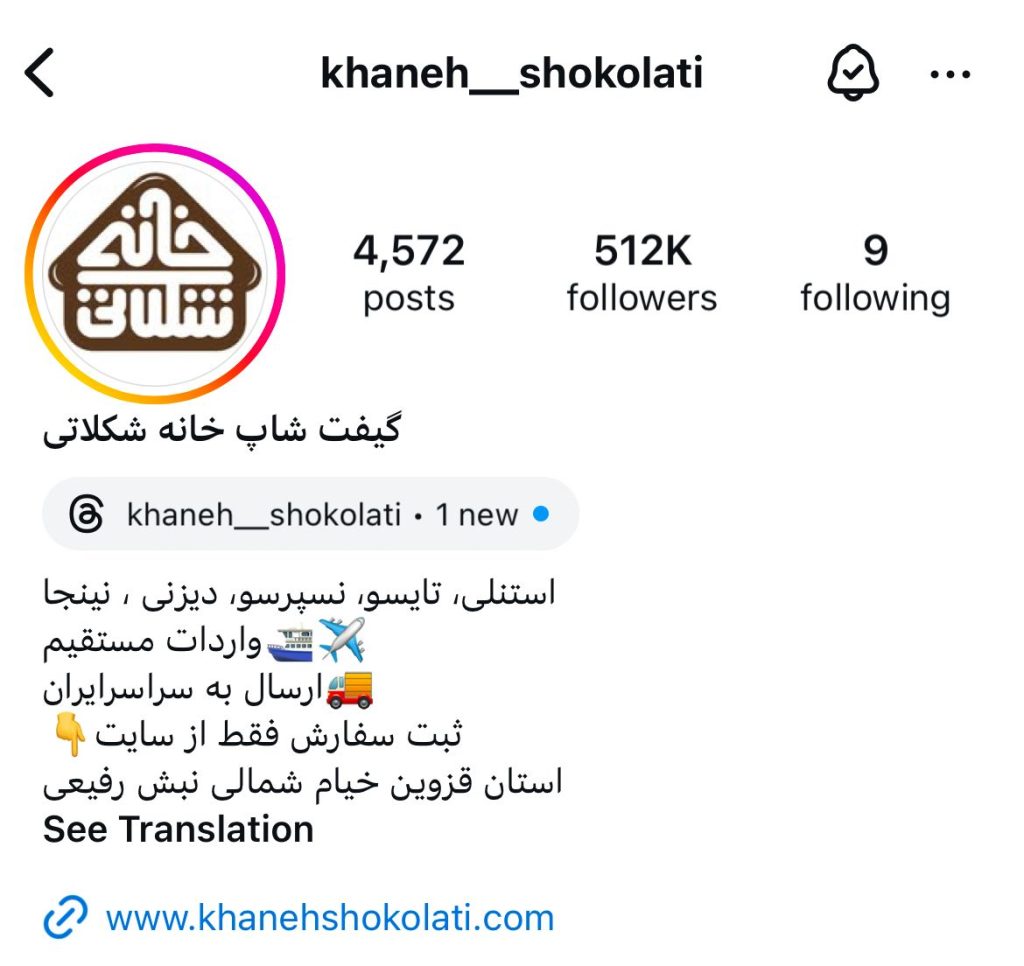 لینک سایت در اکانت ایسنا گرام