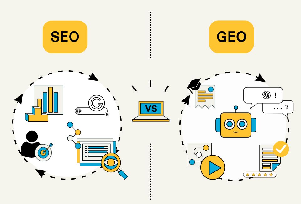 مقایسه GEO و SEO در 5 بُعد کلیدی