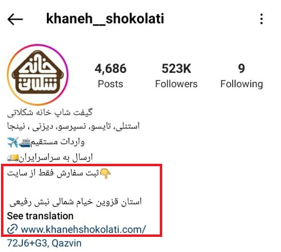 قرار دادن لینک سایت در بیو