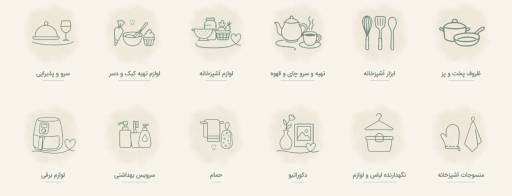 دسته بندی وبسایت پرنا استور